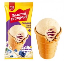 Мороженое Золотой стандарт Пломбир с черникой